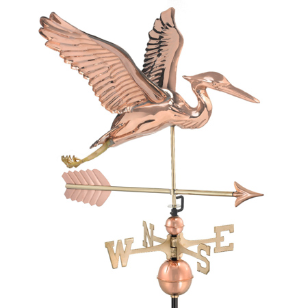 Blue Heron w/ Arrow - Polished Copper