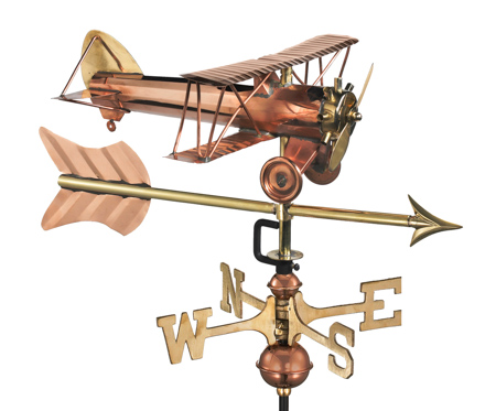 Biplane w/ Arrow - Polished Copper