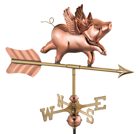 Flying Pig - Polished Copper