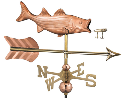 Bass w/ Lure w/ Arrow - Polished Copper