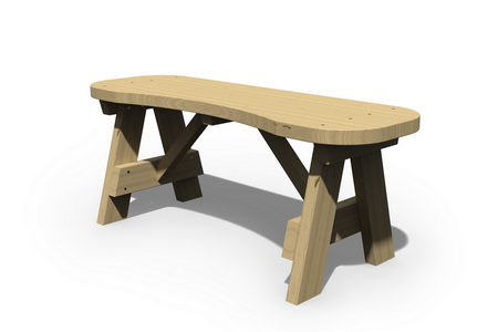 42" Wood Curved Bench 