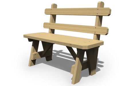 42" Wood Bench w/ Back