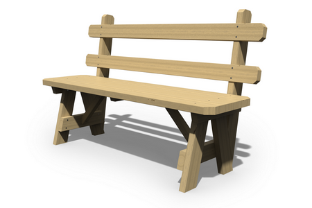 54" Wood Bench w/ Back