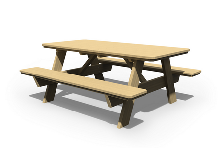 3x6 Picnic Table w/ Attached Benches