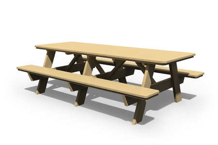 3x8 Picnic Table w/ Attached Benches