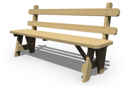 66" Wood Bench w/ Back