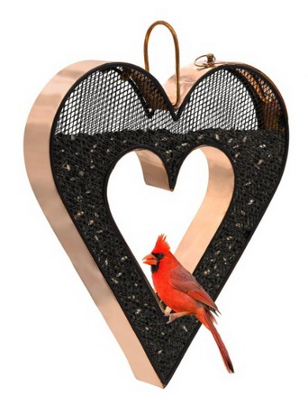 Heart Fly-Thru Bird Feeder (Copper Finish, Mesh)