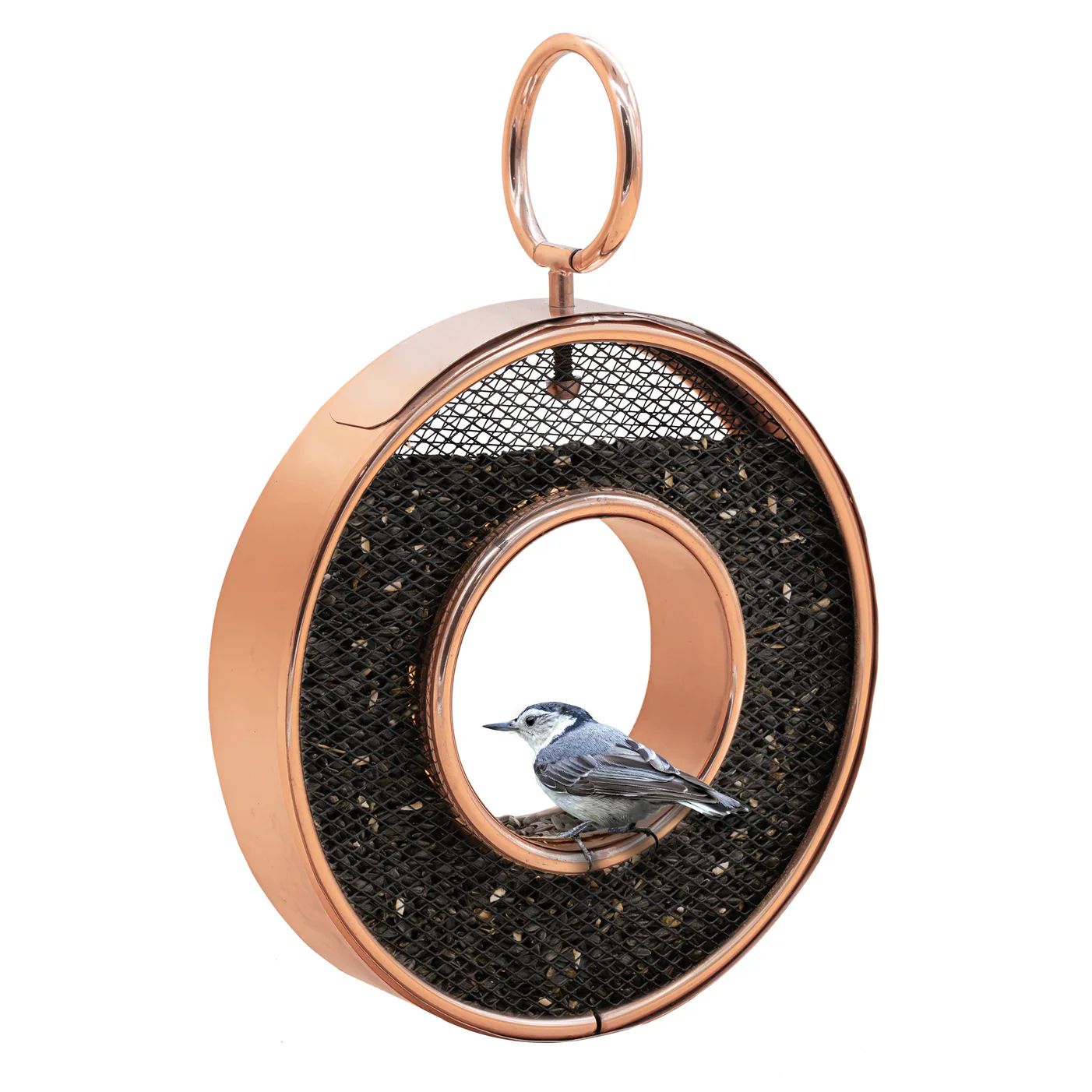 Circle Fly-Thru Bird Feeder (Copper Finish, Mesh)