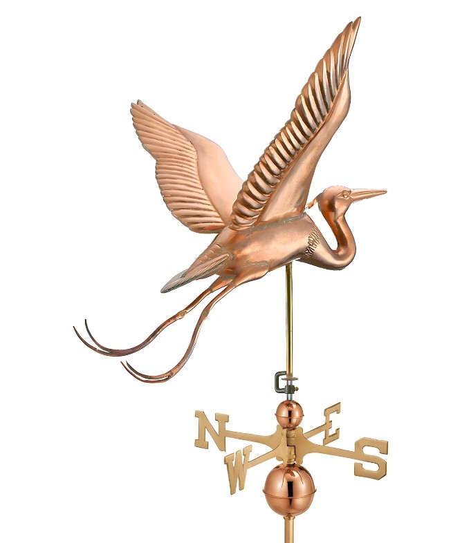 34" Span Blue Heron - Polished Copper