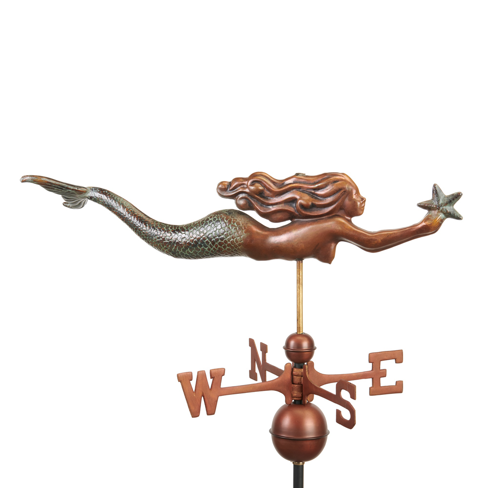 Mermaid w/ Starfish - Patina Copper