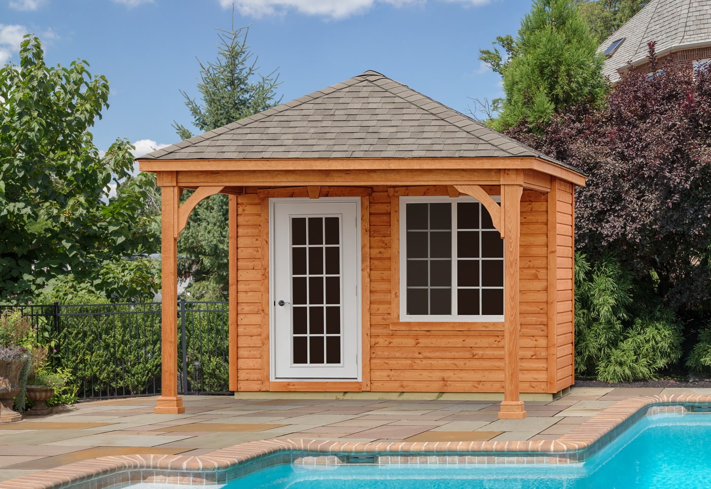 6x12 Stained Wood and 12x12 Wood Traditional Pavilion